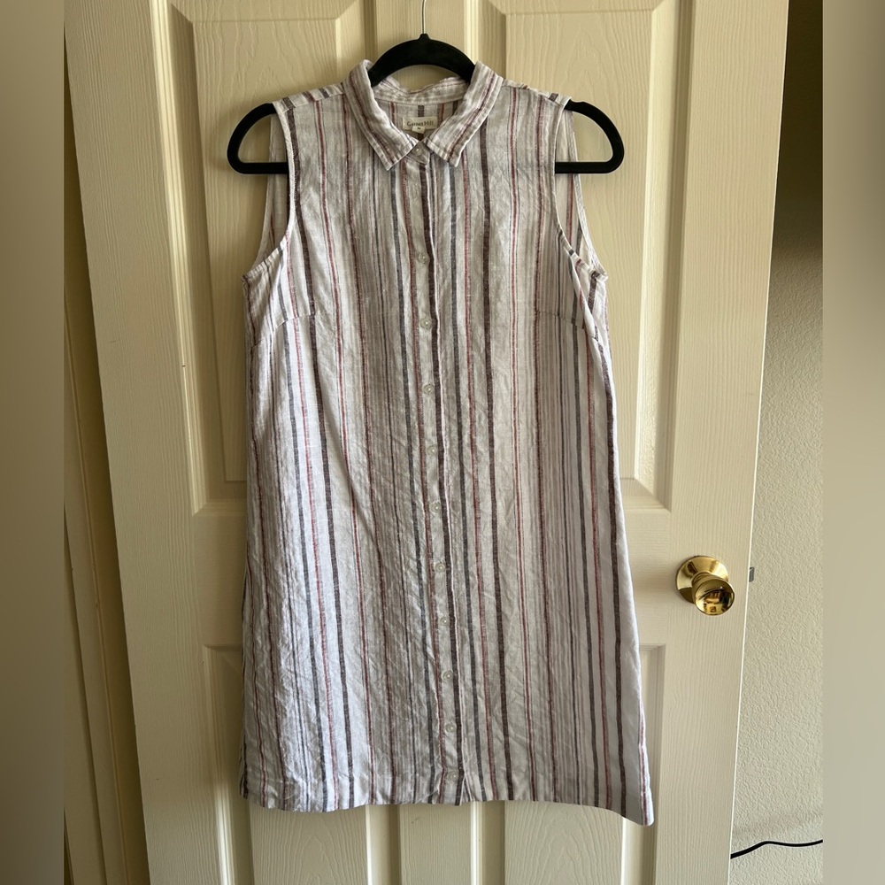 Garnet Hill linen shirt dress, A-Line, size 4, multicolor
